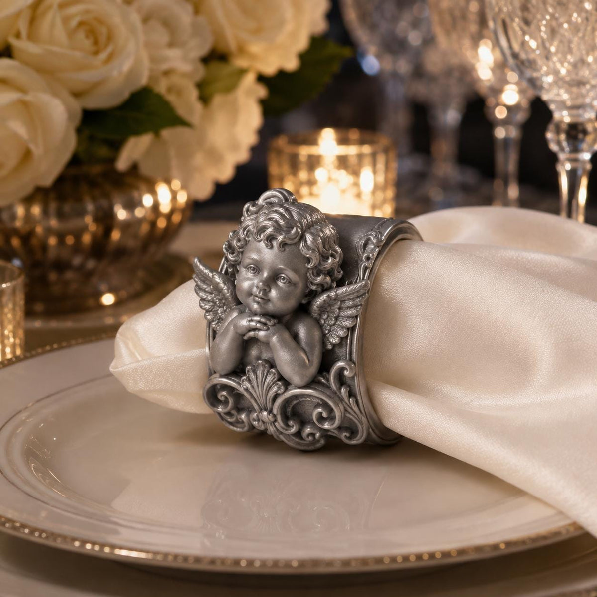 Premium Cherub Napkin Ring Holder