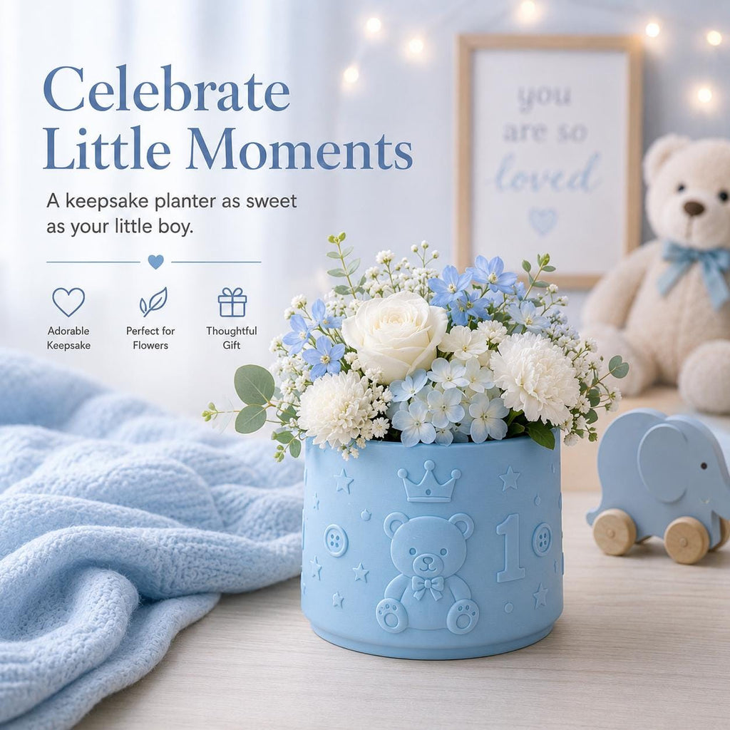 Baby Boy Blue Floral Holder