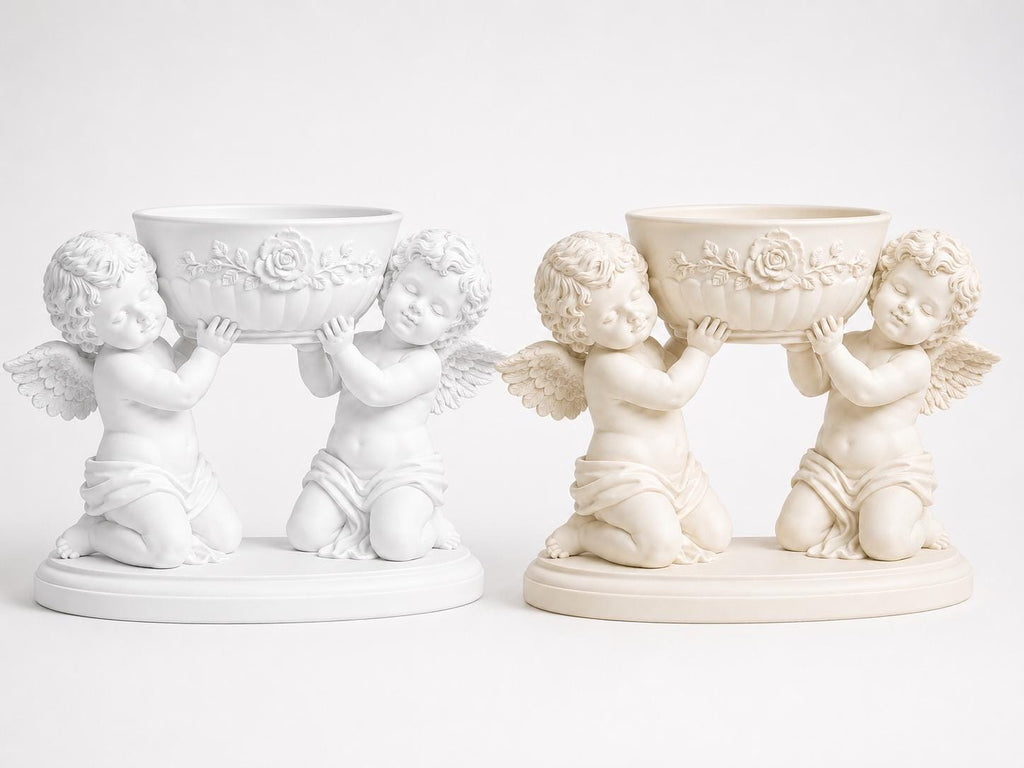 Double Cherub Floral Bowl Centerpiece