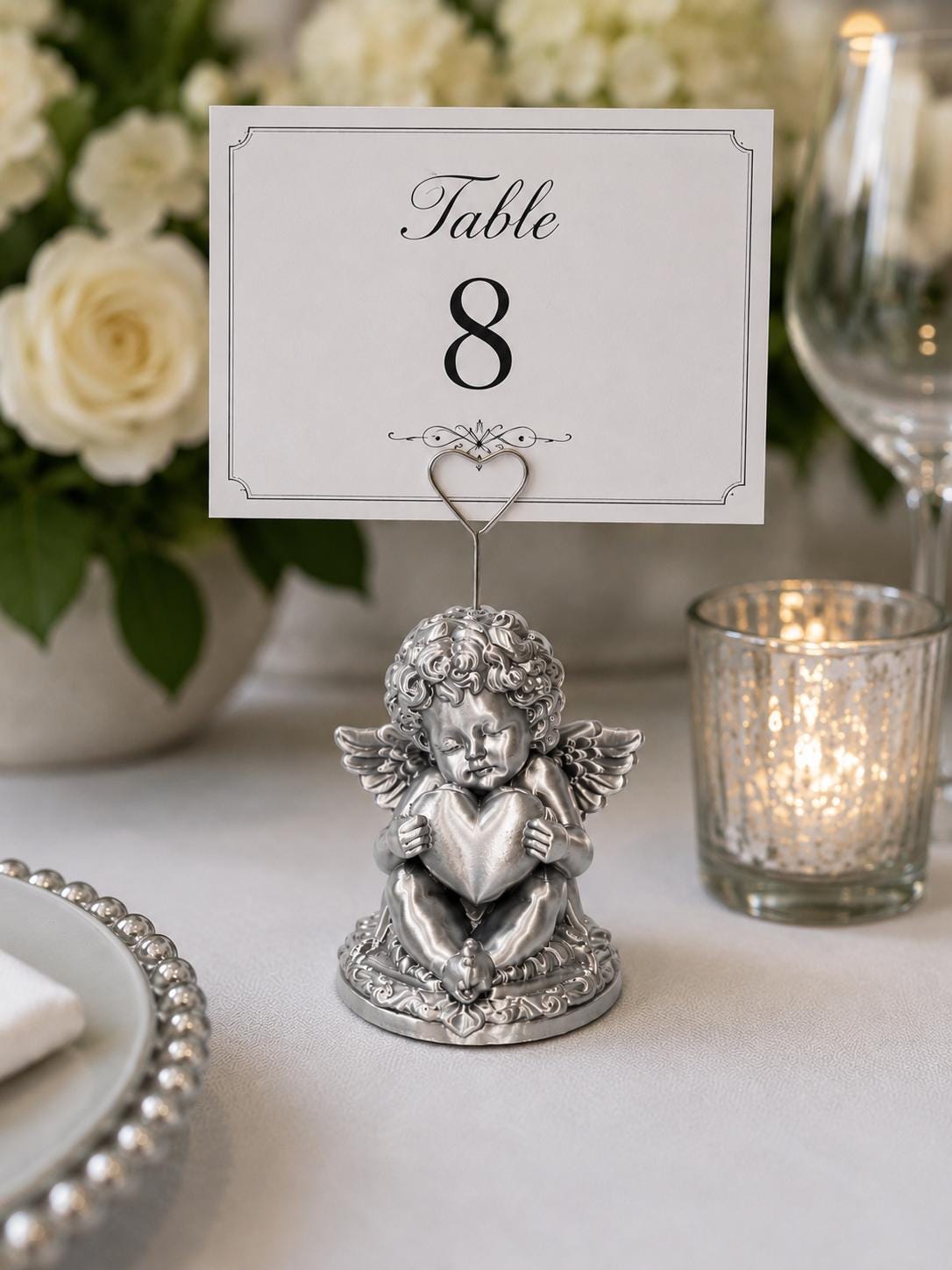 Premium Cherub Table Card Holder