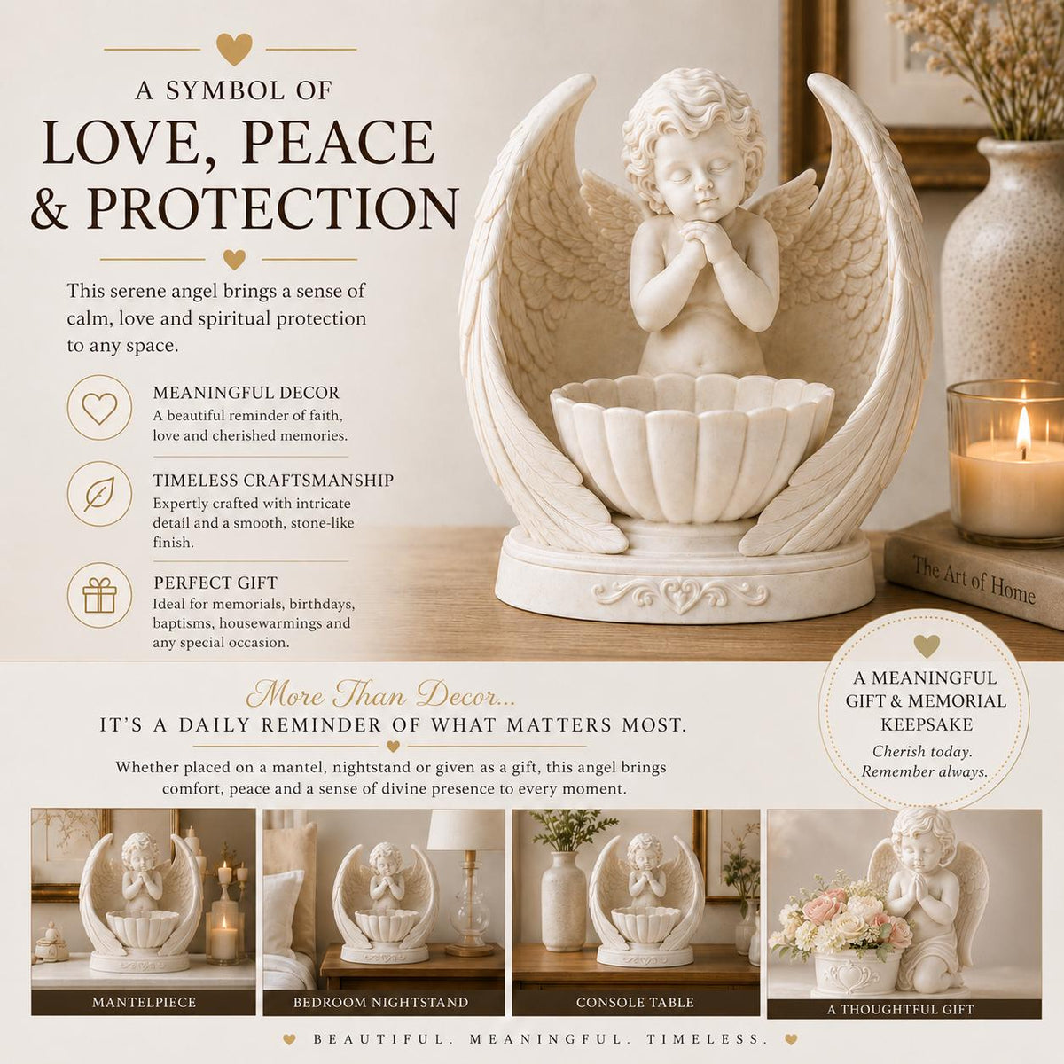 Winged Praying Cherub Floral Holder