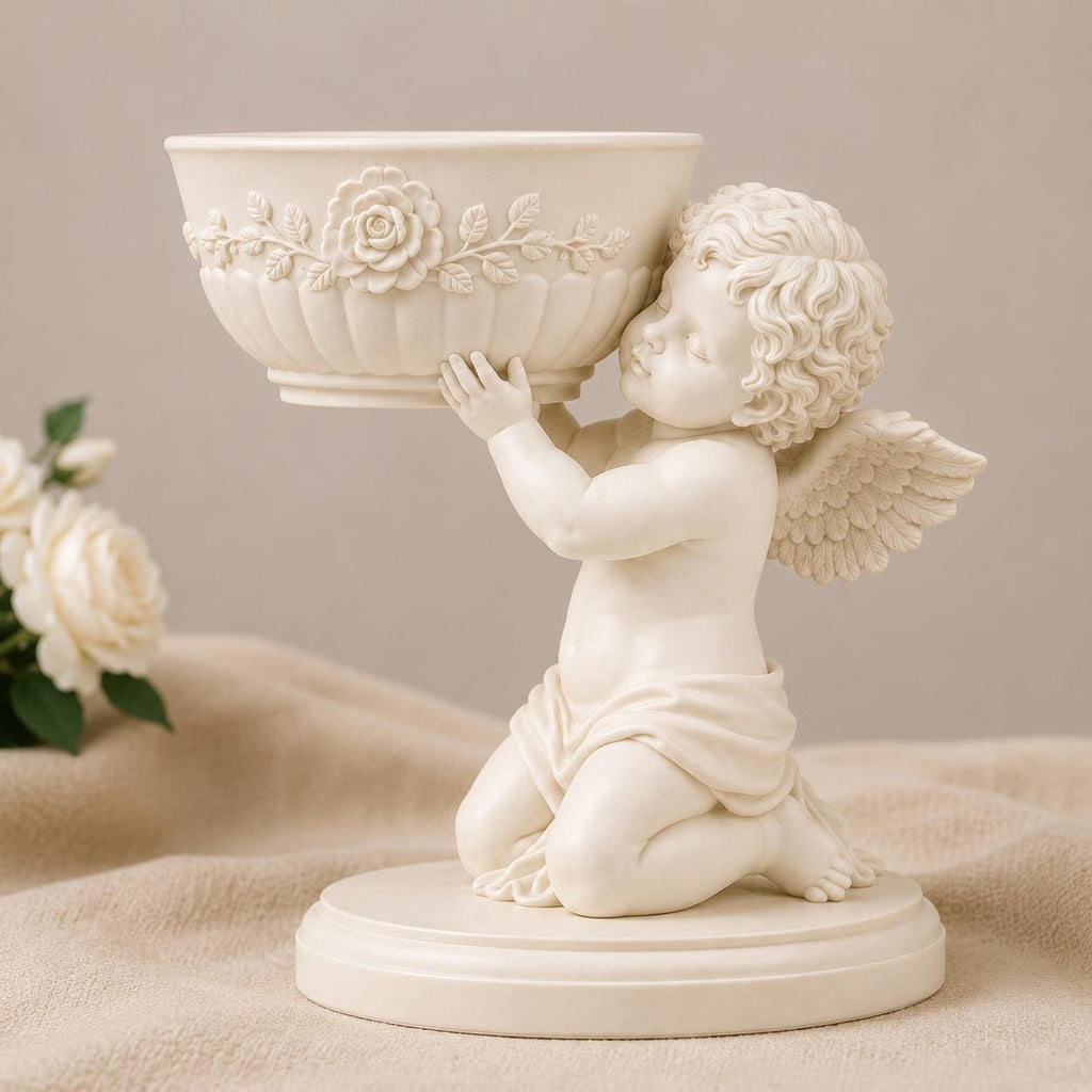 Single Cherub Floral Bowl Centerpiece