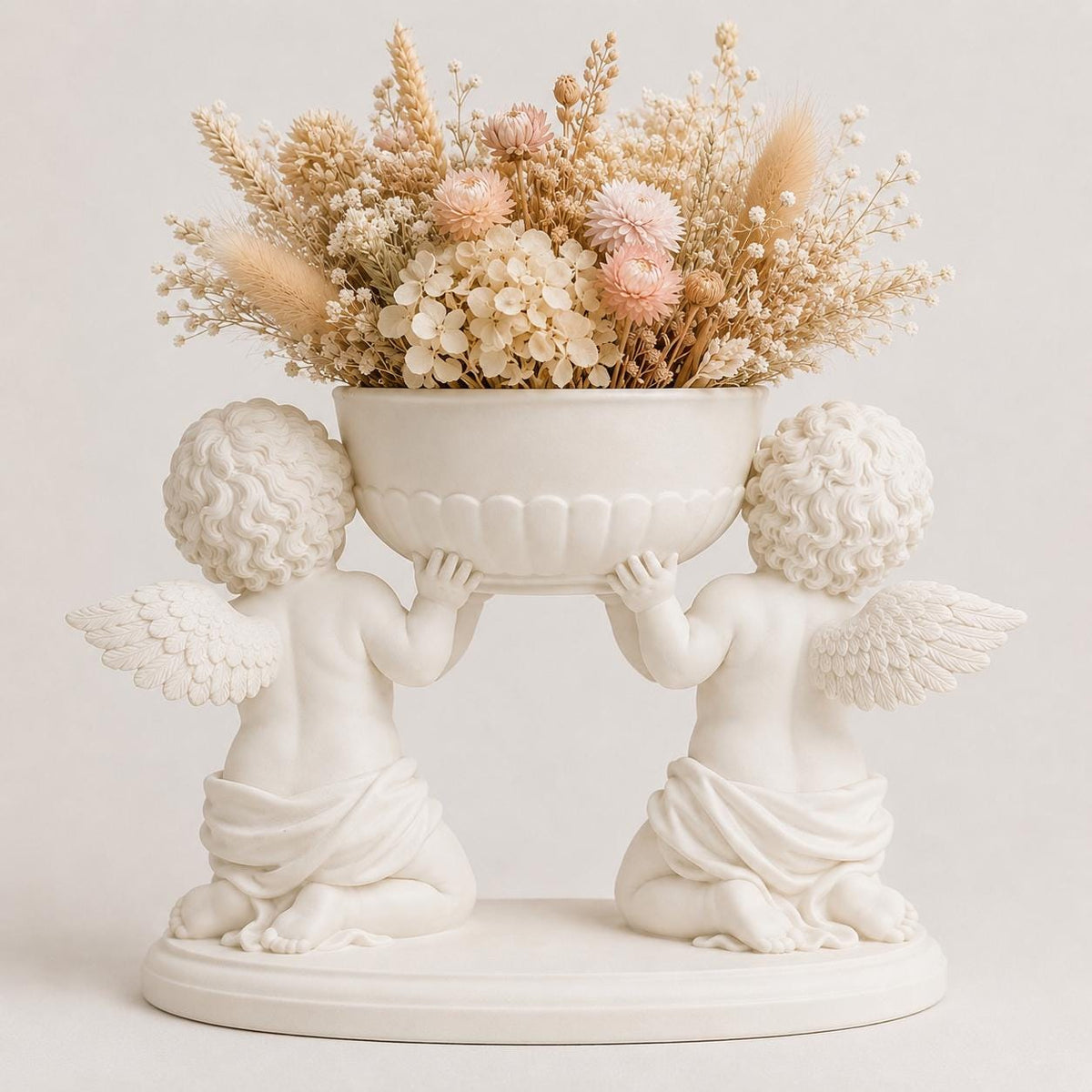 Double Cherub Floral Bowl Centerpiece