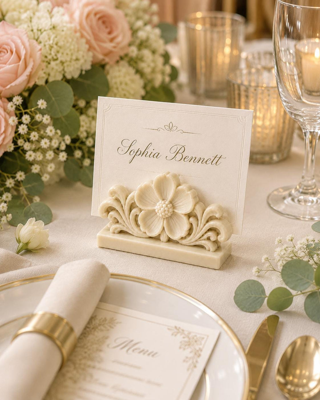 Floral Table Card Holder