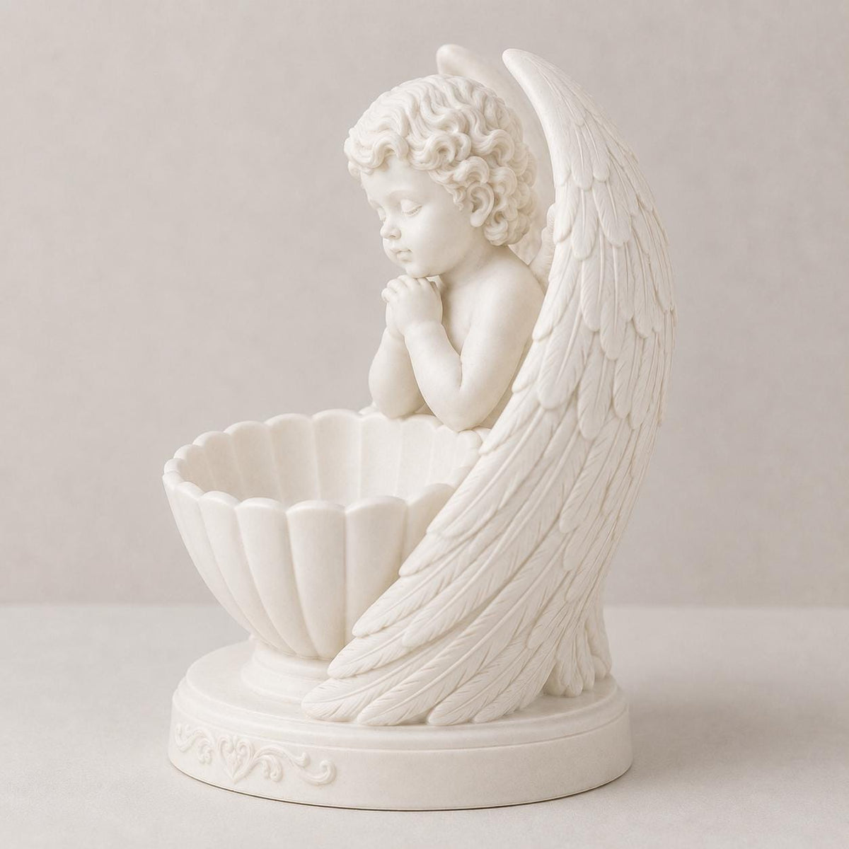 Winged Praying Cherub Floral Holder