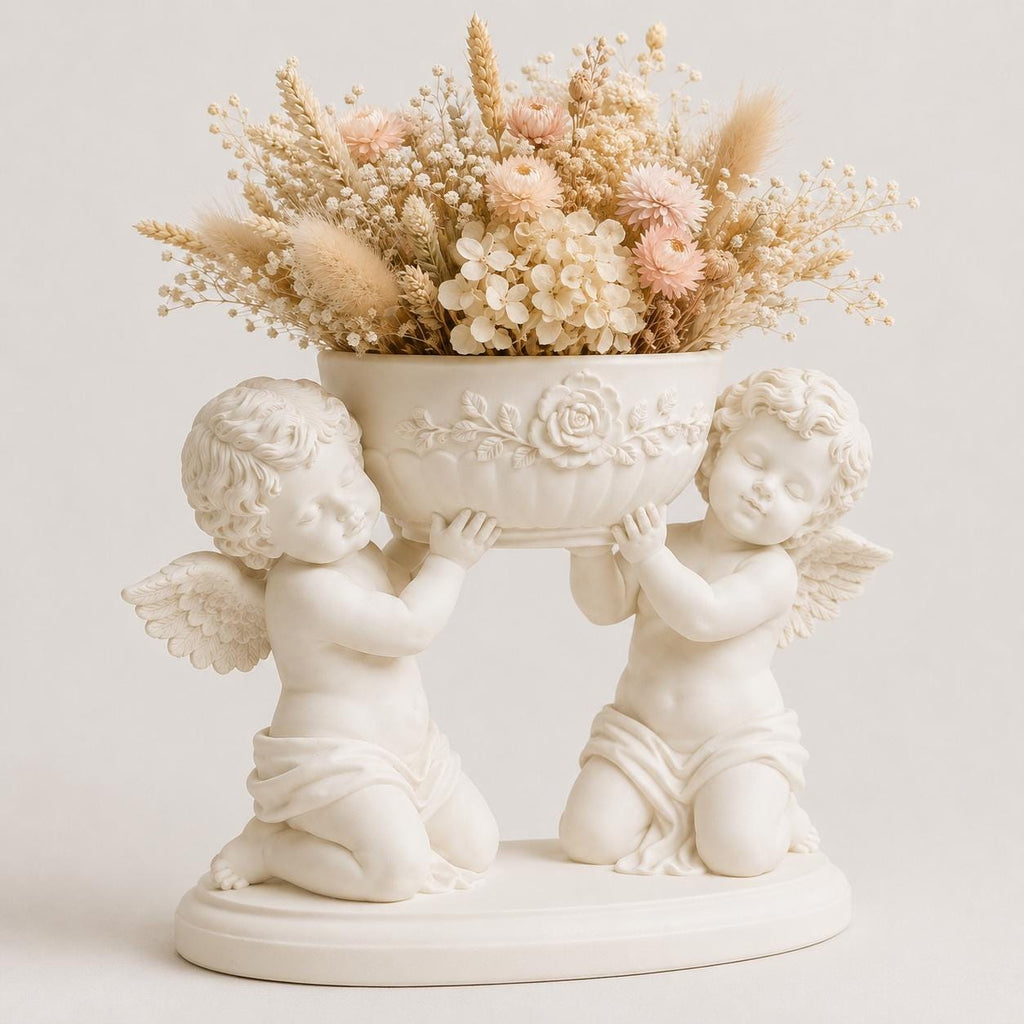Double Cherub Floral Bowl Centerpiece