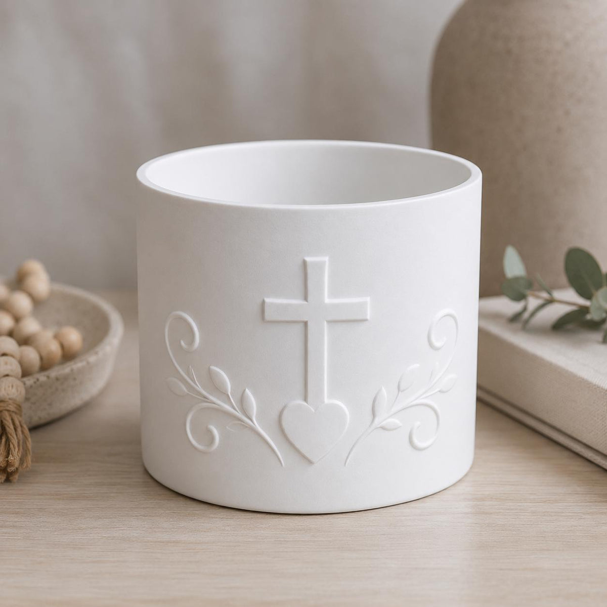 White Cross Floral Holder