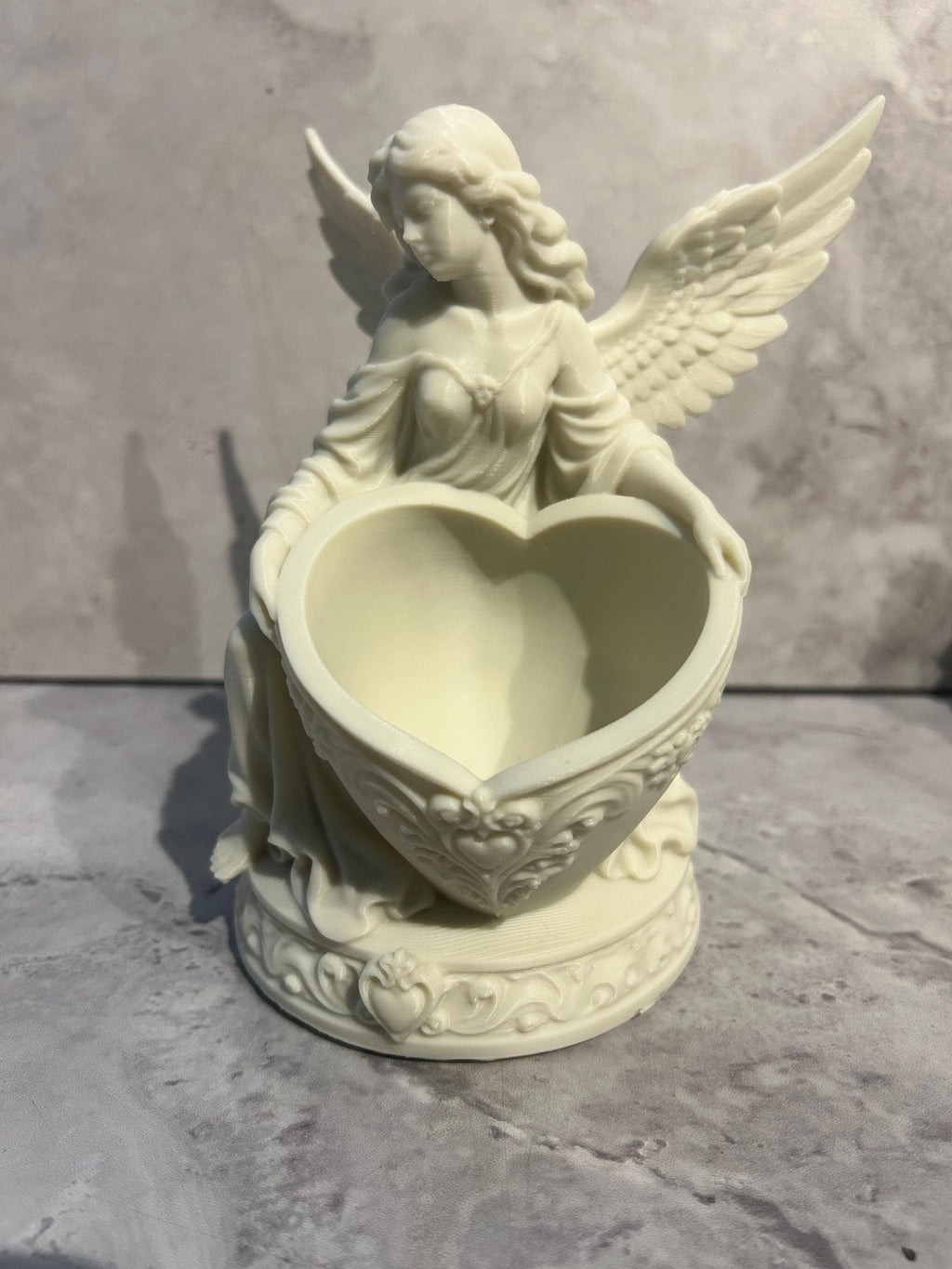 Heart Floral Bowl with Angel Wings
