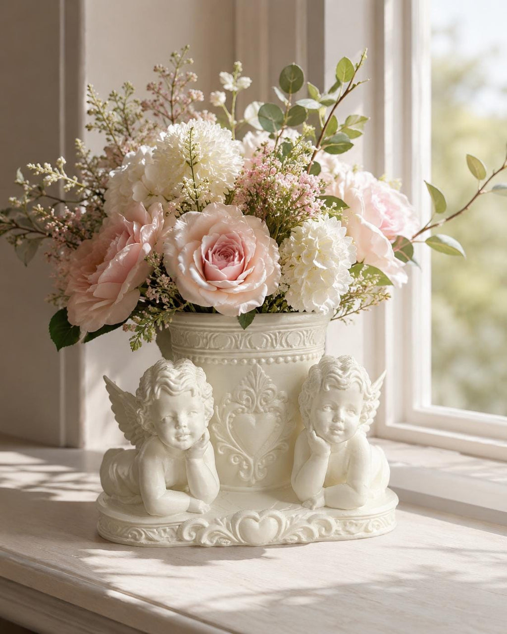 Cherub Floral Centerpiece Vase
