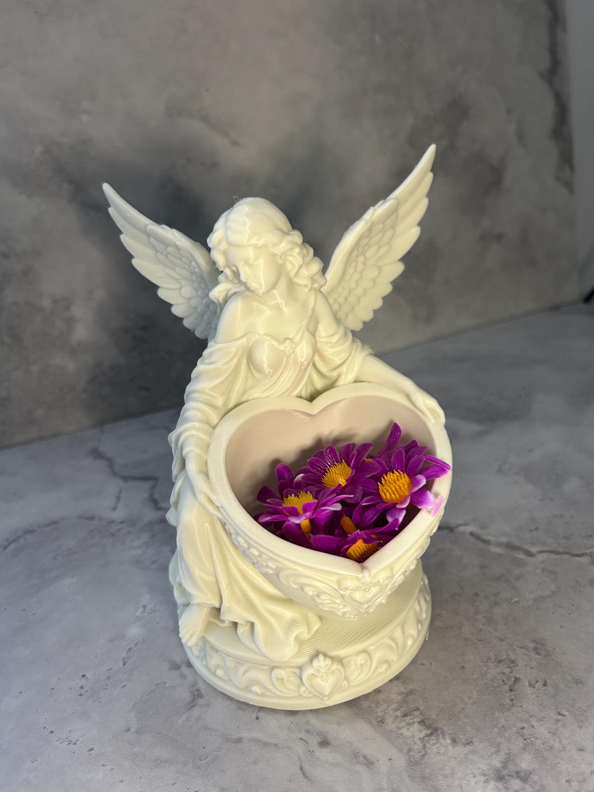 Heart Floral Bowl with Angel Wings