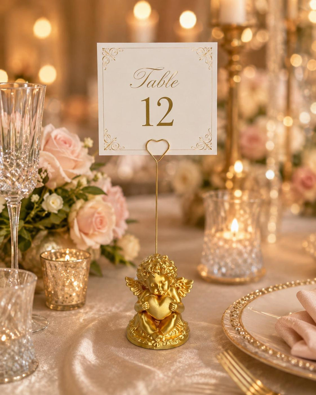 Premium Cherub Table Card Holder