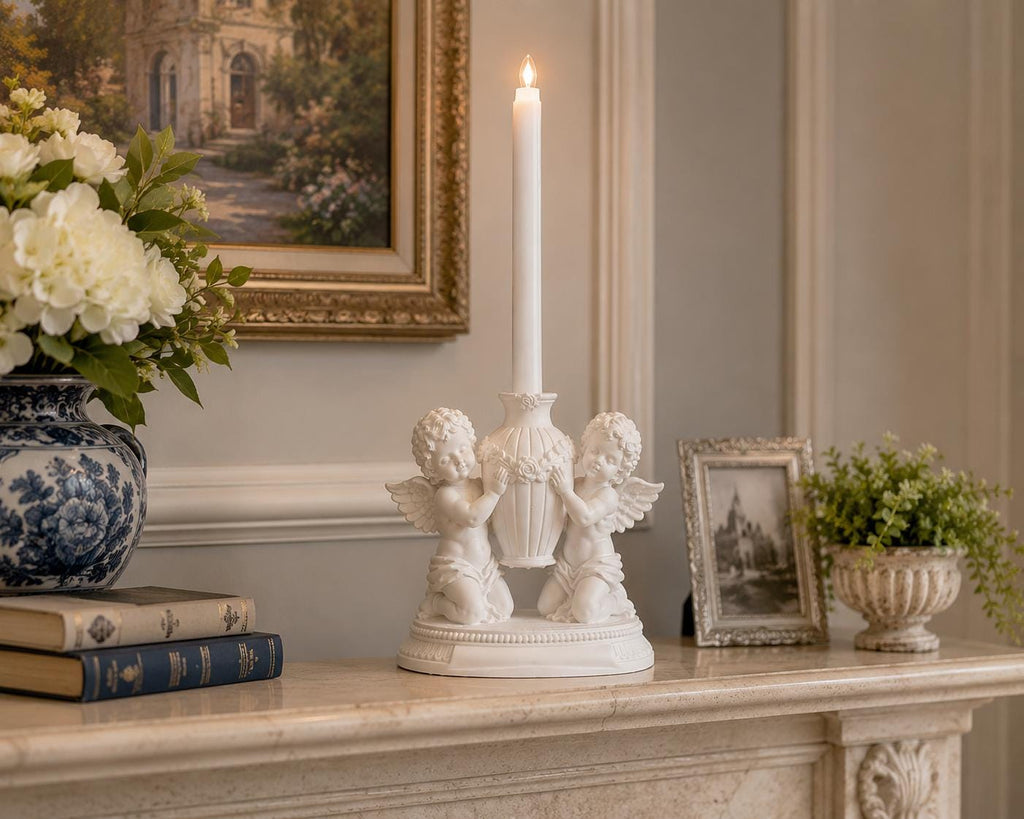 Cherub LED Taper Candle Holder